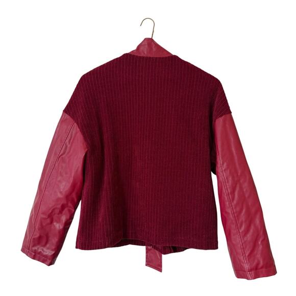 Cider Cool Girl Leather Patchy Jacket, Red Size S - Picture 3 of 7